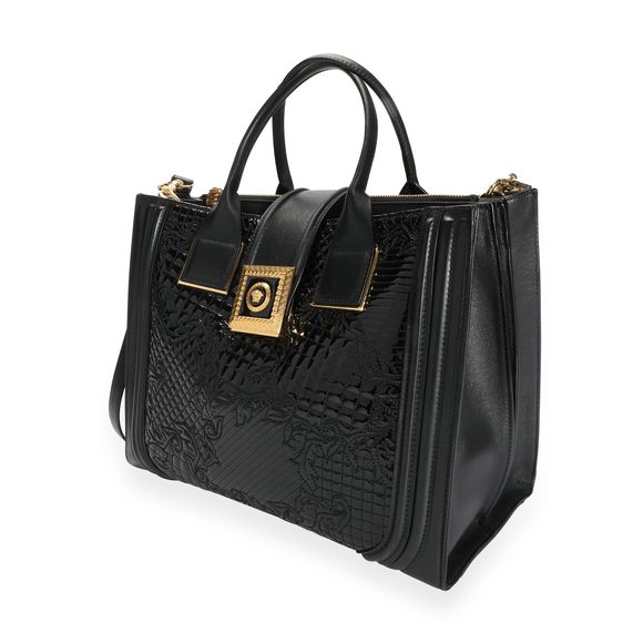 Versace Black Patent Leather Vanitas Icon Micro Tote - Picture 2 of 9